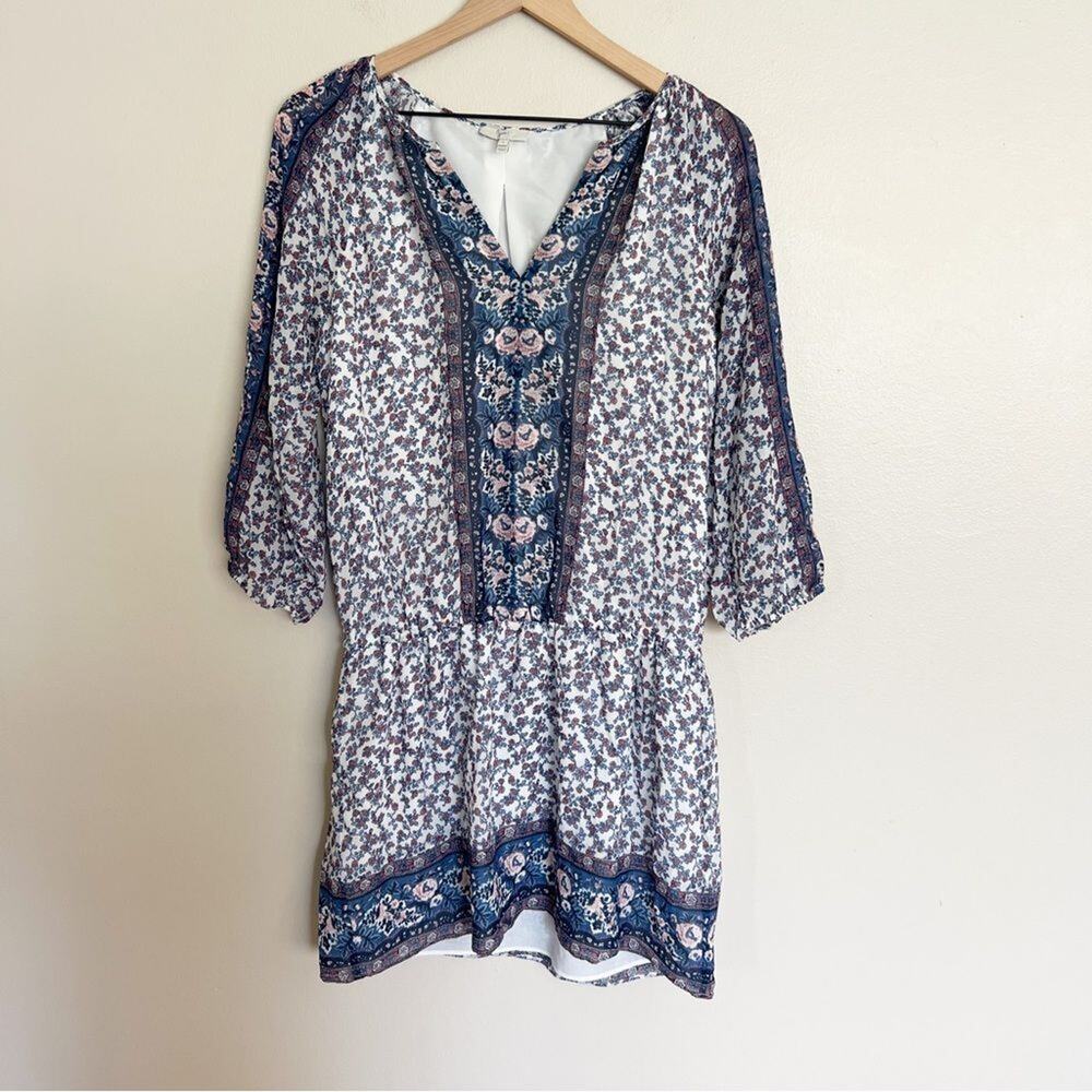 Joie Arielle Dress 100% Silk size Small Porcelain White Blue Floral Revolve